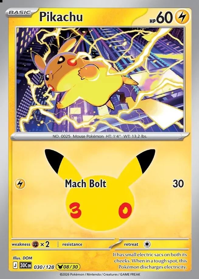 30th Celebration Pikachu 030 of 128